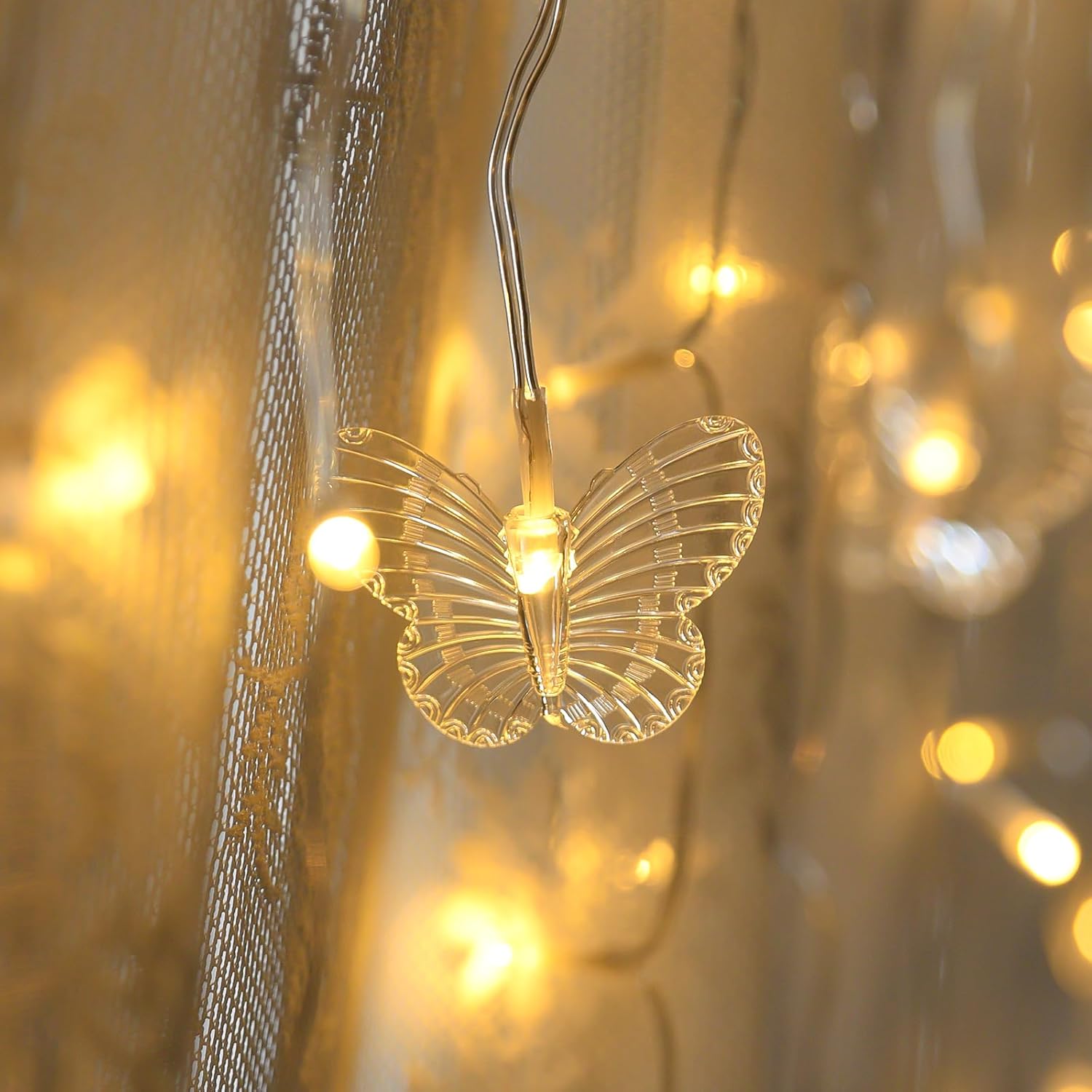 Butterfly String Lights, 150 Led 20.9Ft Butterfly Curtain Lights 8 Modes Usb Power With Remote Control Butterfly Decorat