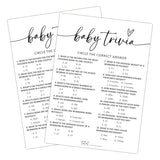 Baby Trivia Baby Shower Game, 25 Minimalist White Trivia Game Cards, Gender Reveal Games, Fun Baby Shower Games Activity For Boy Or Girl, Gender Neutral Decorations Supplies-A03
