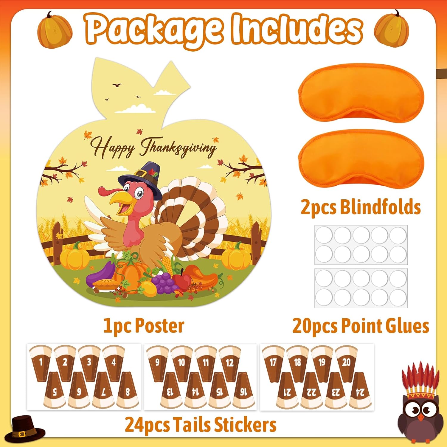 Thanksgiving Pin The Tail On Turkey Game Family Fun Thanksgiving Activity Poster Fall Thanks Giving Party Activities Favor Friendsgiving Games With 24 Turkey Tail Stickers