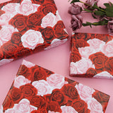 Rose Gift Wrapping Paper, Red And Pink Floral Gift Wrap 4 Folded Sheets Bridal Shower Wedding Wrapping Paper For Valentine'S Day Birthday Women Mother'S Day Lover'S Gift Wraps