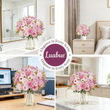 4 Pcs Pink Flowers Artificial With Chrysanthemum Flowers Fake Roses Bouquet Silk Flower Arrangements For Home Decor Wedding Party Table Centerpieces Decoration Indoor Outdoor