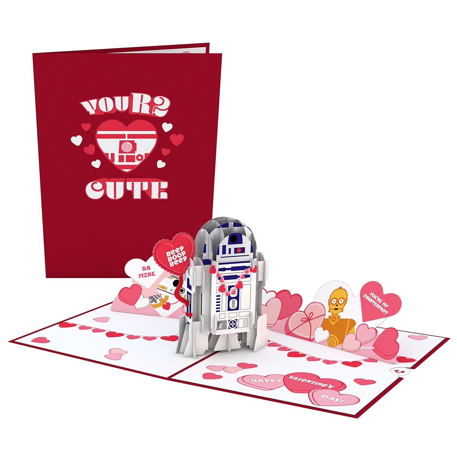 Valentines Day Card For Her, Him - 3D Star Wars Greeting Pop-Up Cards - Your2 Cute - 5" X 7" - Blank Notecard & Envelope Included