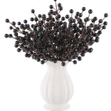 40 Pcs Artificial Berry Stems Branches, Halloween Black Faux Holly Berries Picks Ornaments For Christmas Tree Wreath Diy Craft Decorations Holiday Home Decor (40, Black)