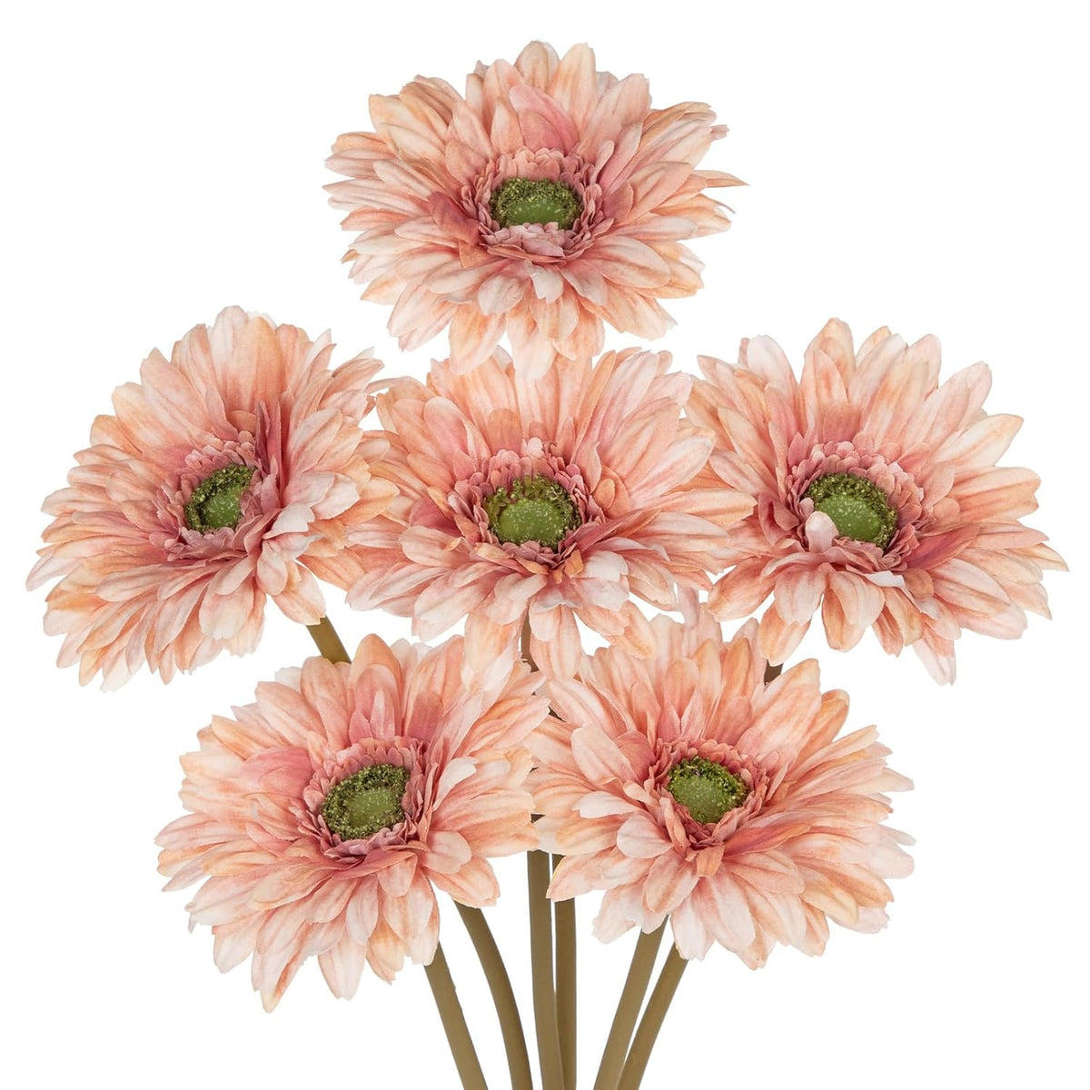 Realistic Fake Flowers Bulk – 6Pcs Gerbera Daisy Artificial Flowers Bouquet, Spring Summer Faux Flowers Indoor For Vase Filler, Wedding Centerpieces, Home & Outdoor Decor, Pink