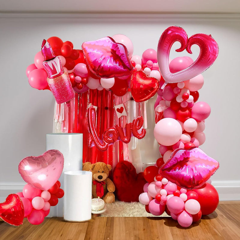 Red Pink Valentines Day Balloon Garland Arch Kit 100+Pcs With Valentin