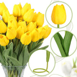 100Pcs Artificial Tulip Flowers Fake Pu Tulips Faux Latex Bouquet Flower Centerpieces Arrangement Floral For Mother Day Wedding Spring Decorations (Yellow)