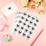 500 Pieces Clear Heart Envelope Seals, Wedding Heart Stickers, Love Stickers 1.26 Inch Round Sealing Sticker For Wedding Invitation Card Bridal Shower Christmas New Year Party Favor(Black)
