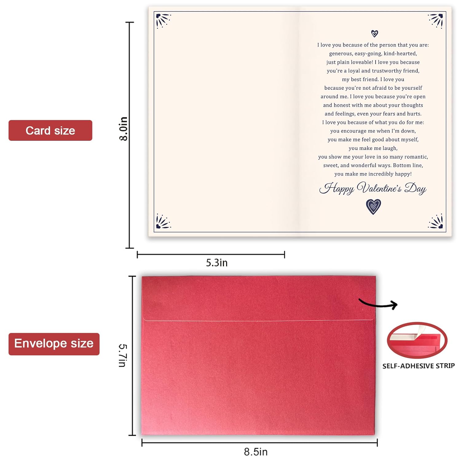 Sweet Valentine'S Day Card For Husband, Romantic Valentines Gift From Wife, Heartfelt Love Poem Greeting Card, To My Husband On Valentine'S Day
