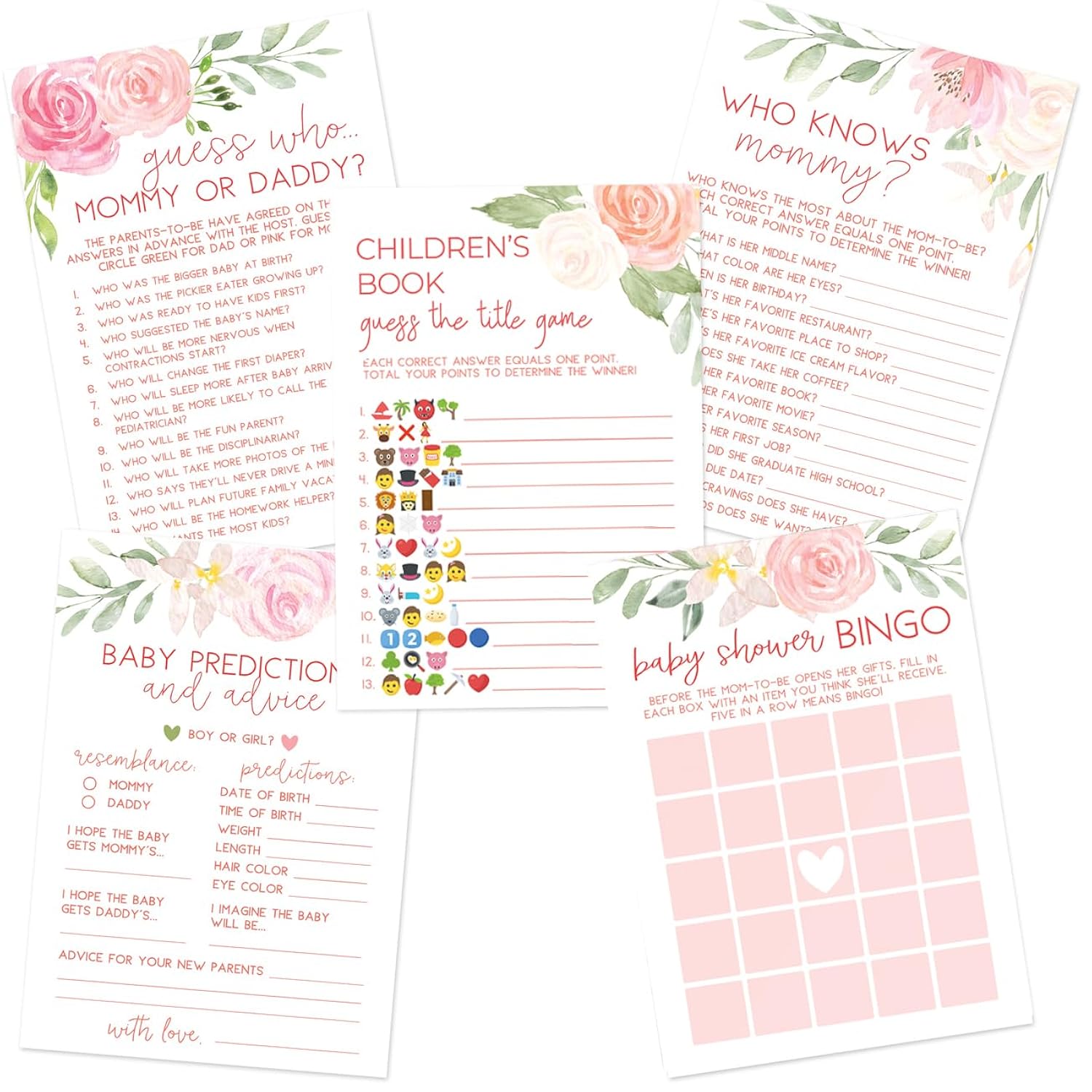 Baby Shower Games For Girl – 5 Games & Activities, Baby In Bloom Floral Theme, 50 Guests