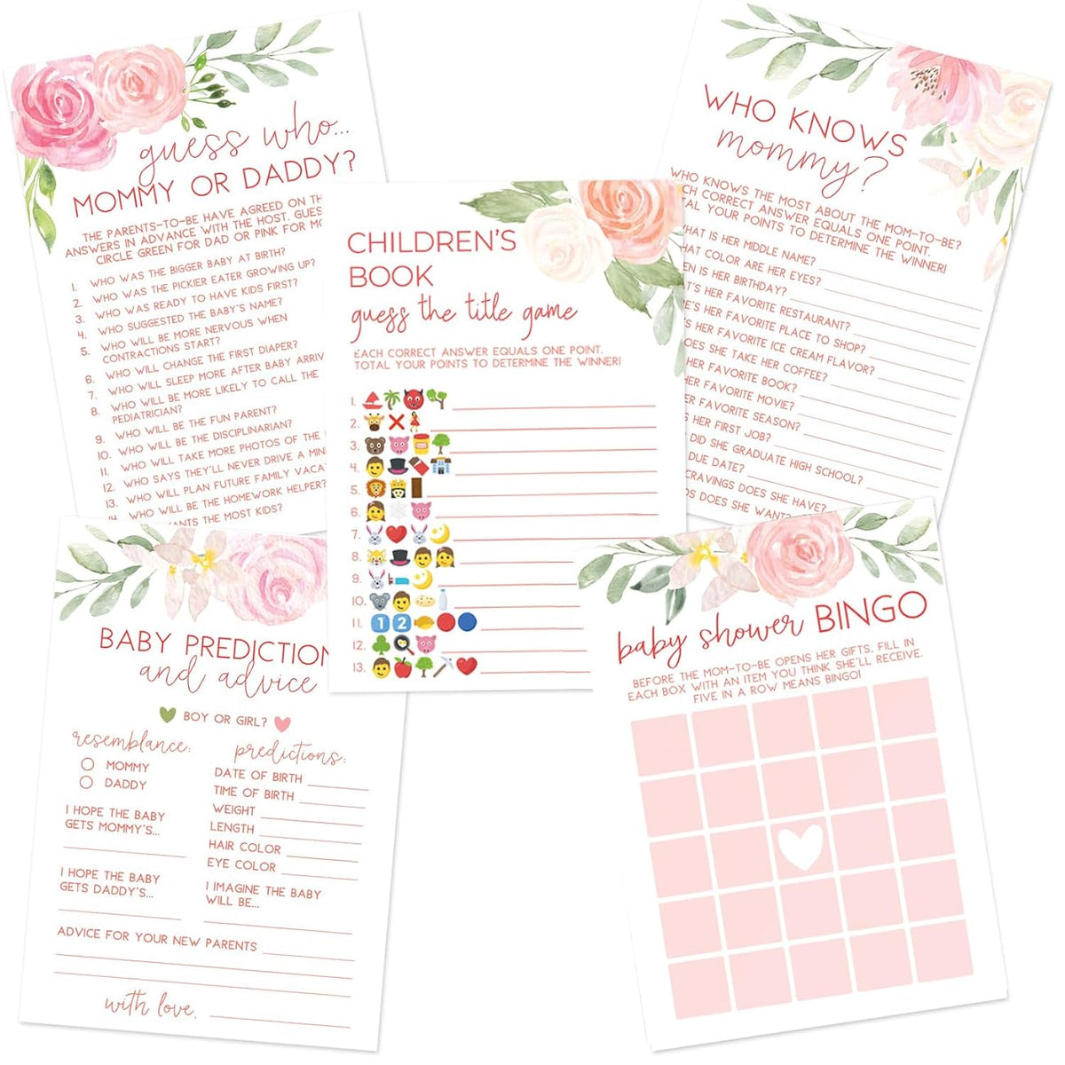 Baby Shower Games For Girl – 5 Games & Activities, Baby In Bloom Floral Theme, 50 Guests