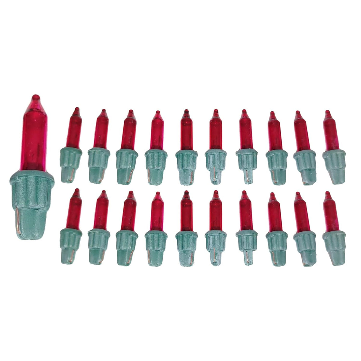 20X Red With Green A Base Mini Bulb Lights, 2.5 V Volt 0.425 W Watt Christmas Glass Incandescent Light Bulbs Style A Rep