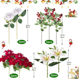 Poinsettias Artificial Christmas Flowers Cemetery Silk Christmas Floral Arrangements With Lily Rose Red Holly Berries Winter Flowers Christmas Picks For Xmas Home Vase Table Grave