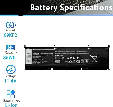 69KF2 86Wh Replacement Laptop Battery for Dell G7 XPS 15 Precision and Alienware Series