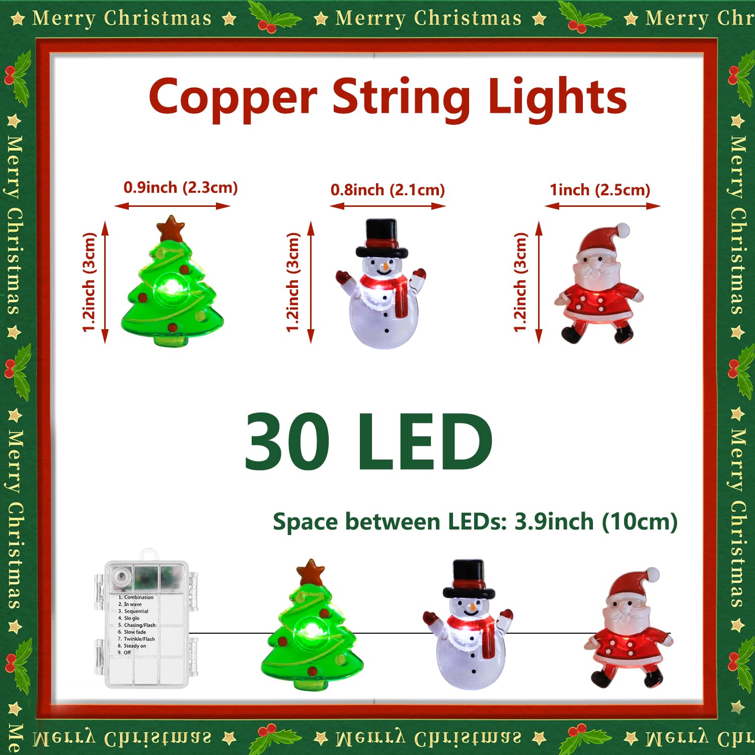 Christmas String Lights, 30 Led Copper String Lights With Remote Control &Waterproof Battery Operated Fairy Lights For I