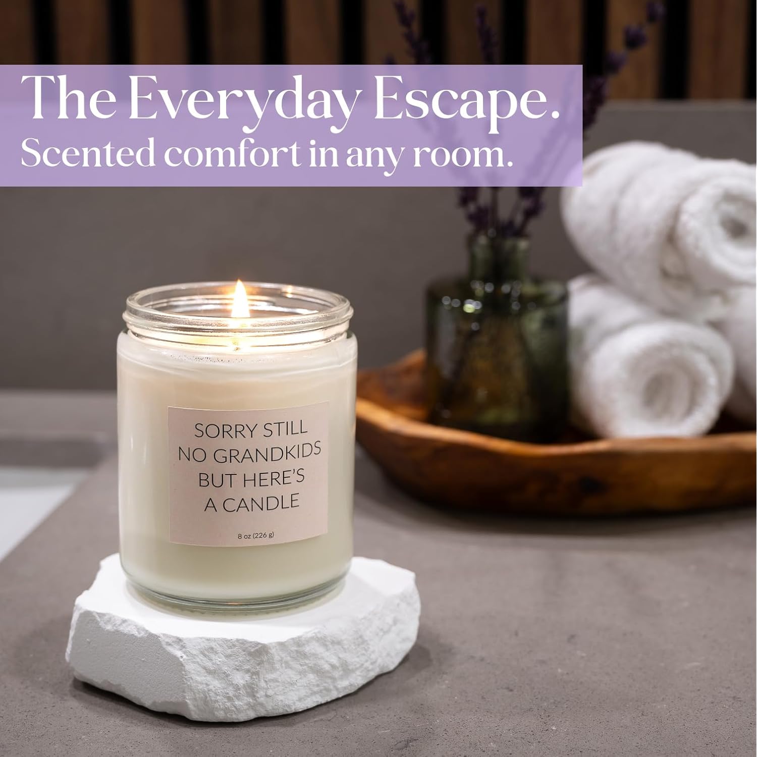 Lavender Candle For Mom & Dad - Sorry Still No Grandkids, But Here'S Your Candle | Fun Gift Idea - Perfect For Birthdays, Christmas, Thanksgiving, Mothers Day, Fathers Day From Daughter, Son, Kids