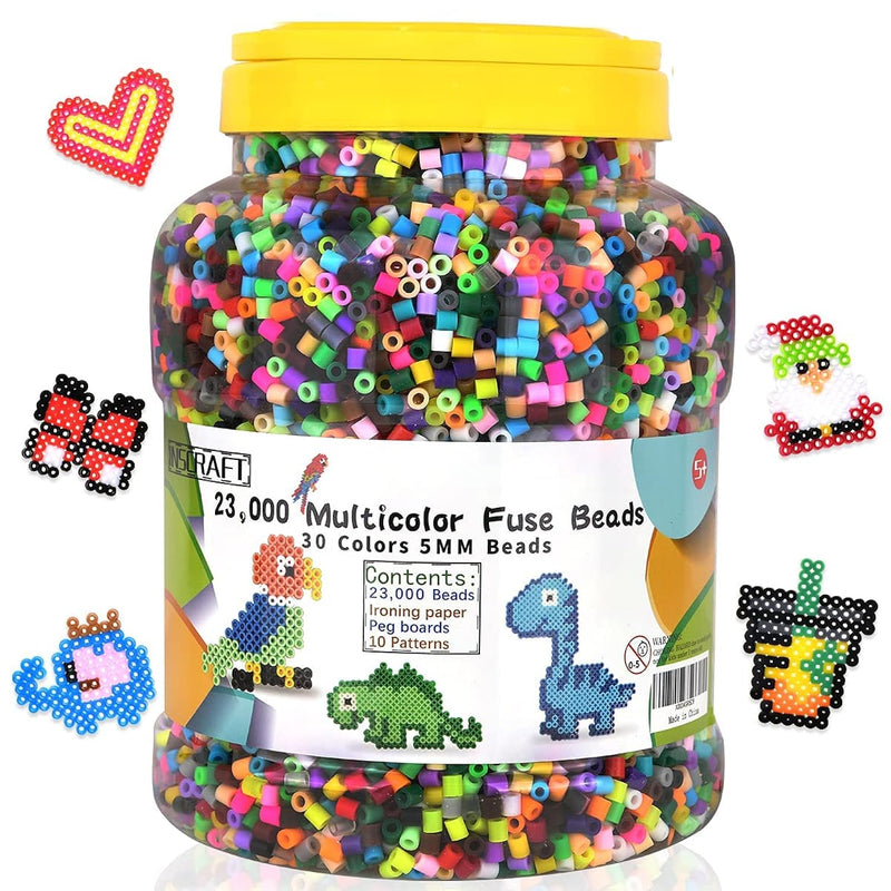 23,000 Pcs Fuse Beads Kit For Kids Crafts, 30 Colors Iron Beads Set With 3 Peg