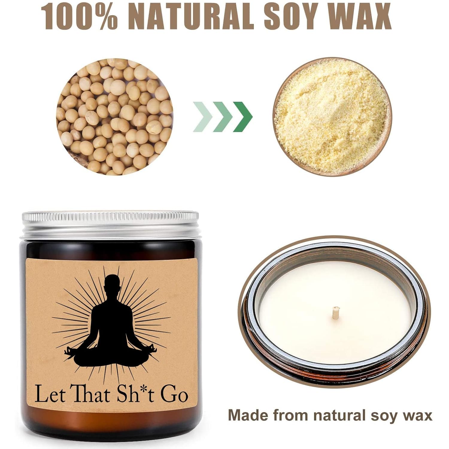 Let That Shit Go Funny Candle - Yoga Gifts For Him - Meditation Gifts Zen Gift For Boss - Yoga Decor - Funny Meditation Room Decor - Zen Gift