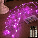 Light Purple Fairy Lights Battery Operated 16FT 50 LED Twinkle String Lights with Timer 8 Lighting Modes Waterproof Decorative Lights for Bedroom Party Christmas Decor