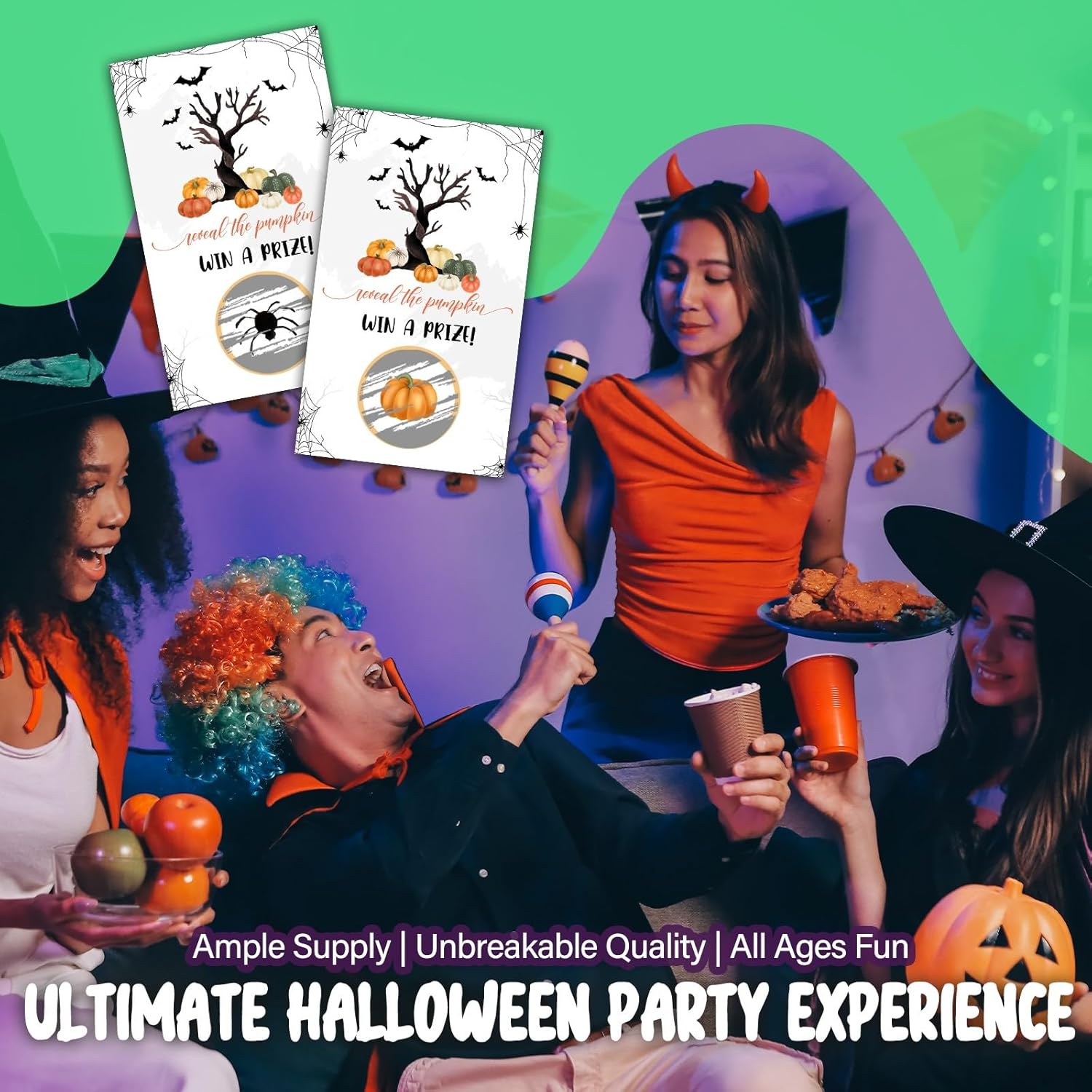 Spooky Halloween Party Games For Adults, Pumpkin Halloween Scratch Off Cards -50Pcs, Party Supplies For Small Business Favors - B03