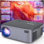 1080P Projector, 4K, 700 ANSI, WiFi Bluetooth, Electric Focus, Portable