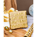 3D Kraft Birthday Wrapping Paper Roll - Mini Roll - 17 Inch X 16.5 Feet - Happy Birthday Letters With Gold Metallic Foil Shine Gift Wrap For Boys Girls Baby Shower