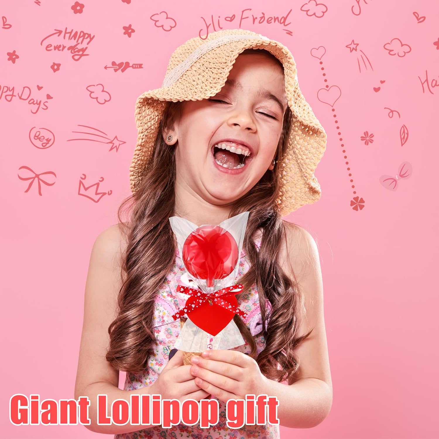 96 Pack Valentine Fillable Candy Container Giant Lollipop Shaped Container Valentine Party Favor Goodie Bag Wrappers Fillable Return Gift Bulk For Exchange Stationery Filler(Light Red)