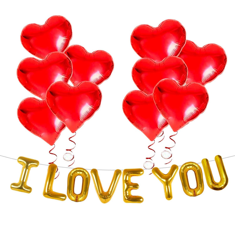 I Love You Balloons And Heart Balloons Kit, Red Heart Shaped Balloons