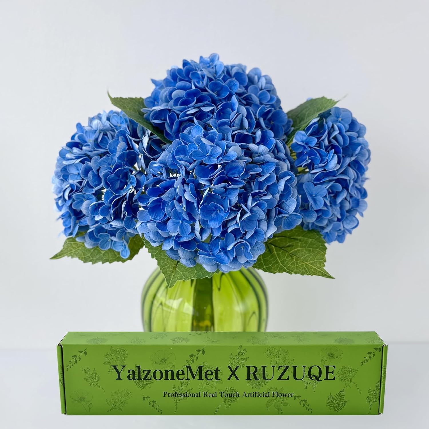 Ruzuqe 3 Pcs 21Inch Artificial Dark Blue Hydrangea Natural Lifelike Real Touch Faux Large Royal Hydrangea For Home Party Outdoor Wedding Decor Table Centerpiece Artificial Flower