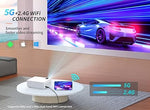 Mini 1080P Projector, 5G WiFi, Bluetooth, 15000L, 4K Support, 120" Screen