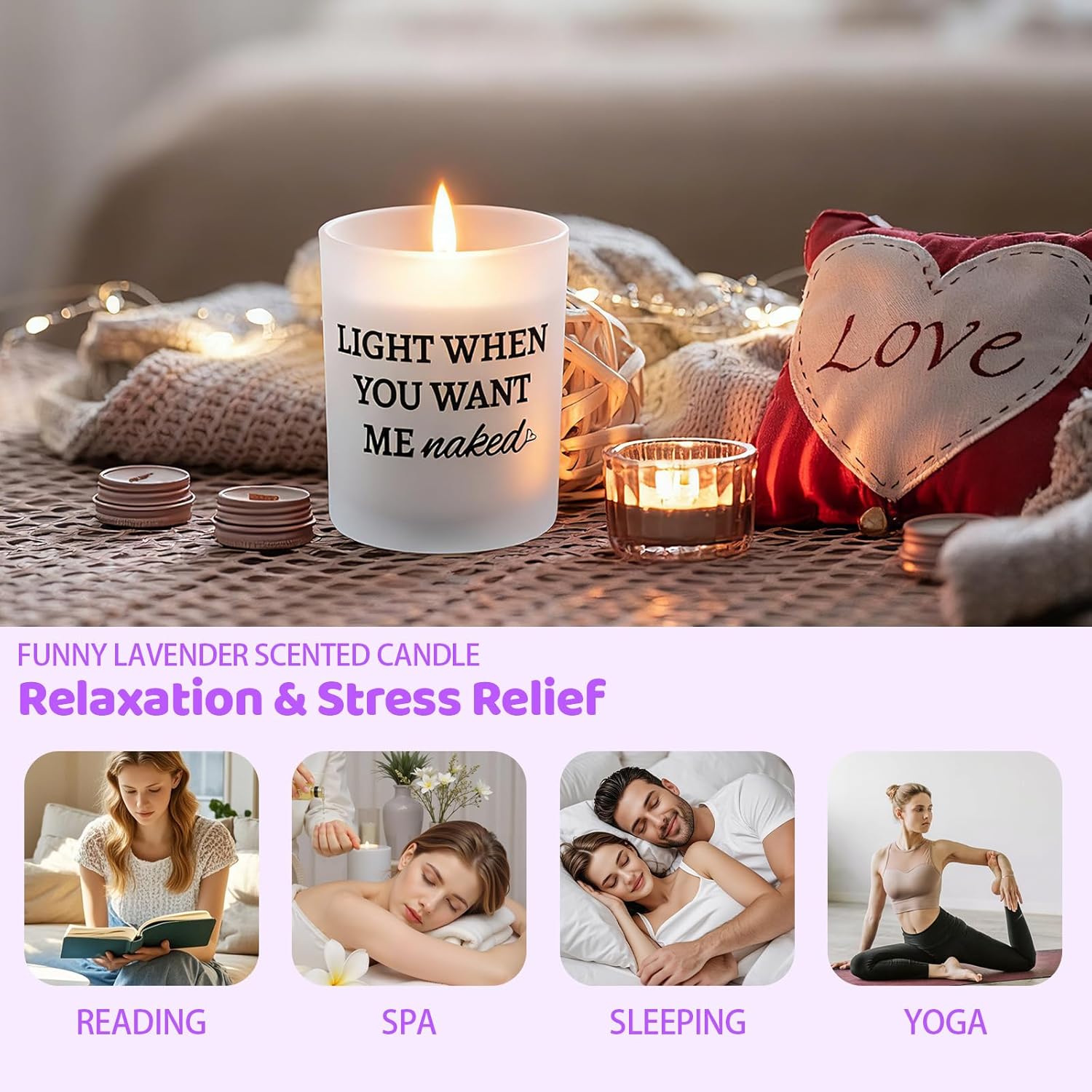 Mens Valentines Day Gifts For Him Boyfriend From Girlfriend,Funny Anniversary Couple Gifts For Men Husband From Wife,Romantic Birthday Galentines Lavender Candle Gift Decor For Home Office Spa Relax