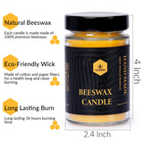 Beeswax Jar Candle In Glass Container, Natural Organic Candle Smokeless Clean Burn | 36 Hours Burning Time, Yellow