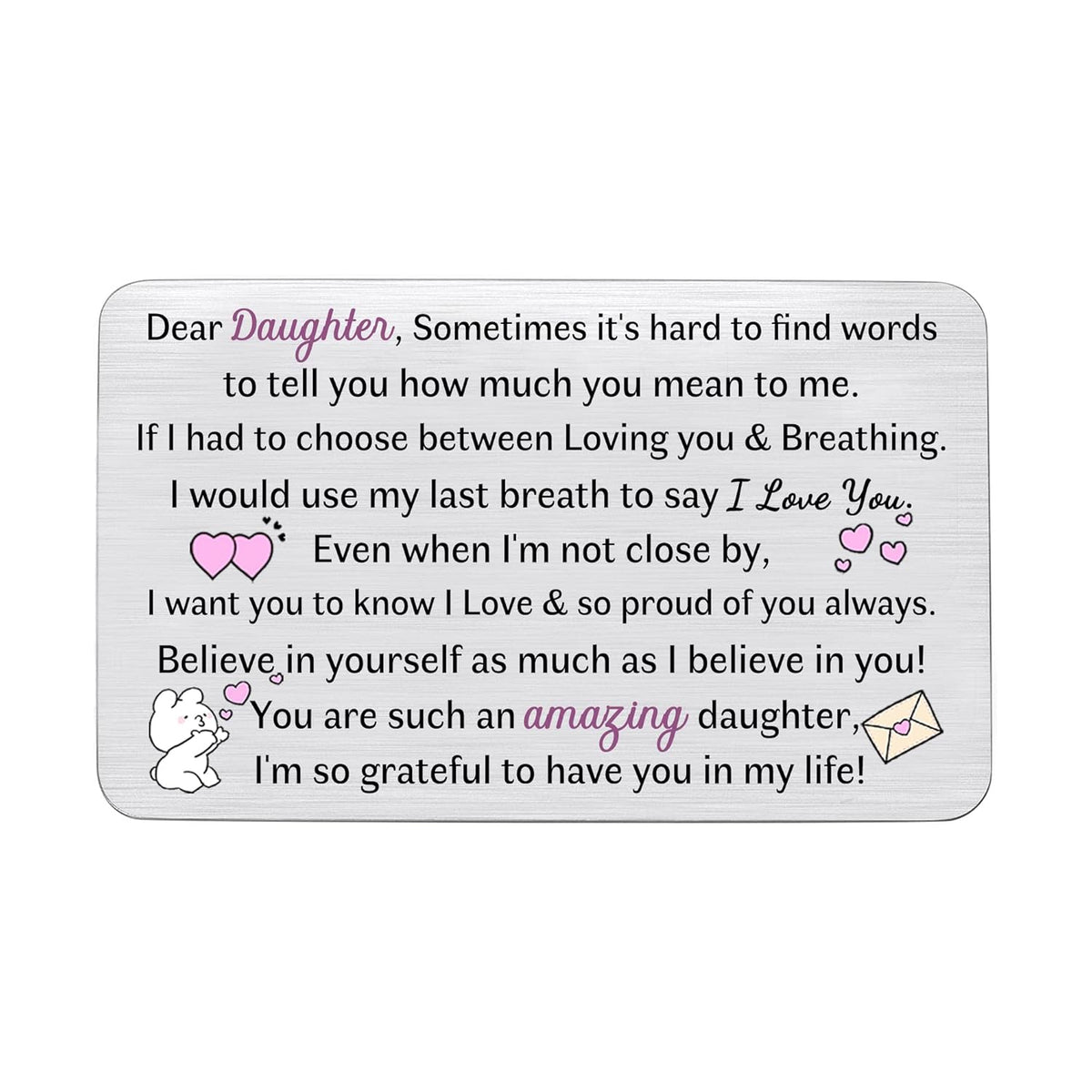 Daughter Birthday Greeting Cards Engraved Wallet Insert Card Graduation Gift Inspirational Awesome Reminder Keepsake Women Appreciate Personalised Christmas Go To University Christmas New Year Present