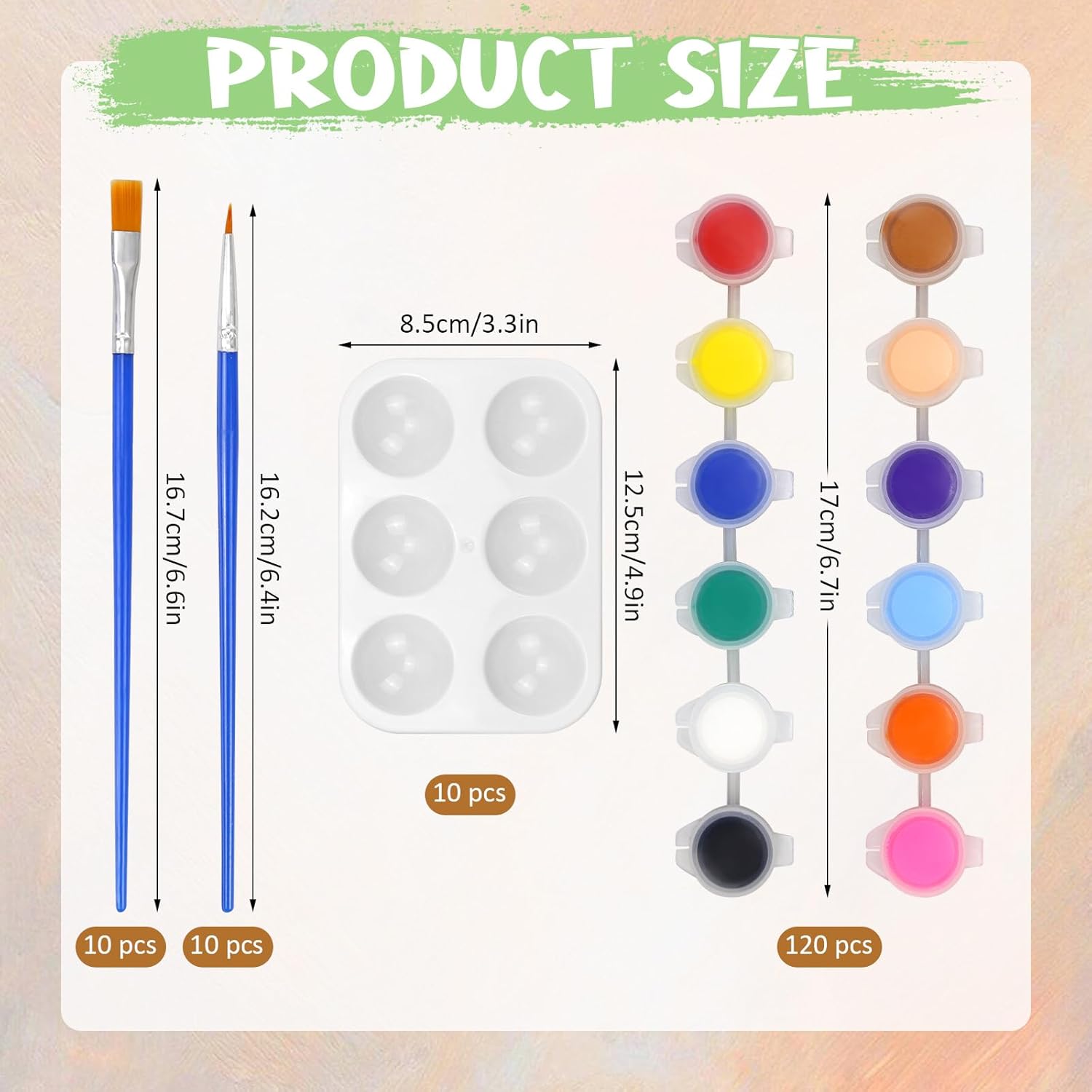 10 Pack Mini Acrylic Paint Set, 150Pcs Paint Strips For Kids Adults Art & Craft Painting, 12 Colors Washable Acrylic Paint Set Bulk For Home Classroom Birthday With Palettes And Brushes