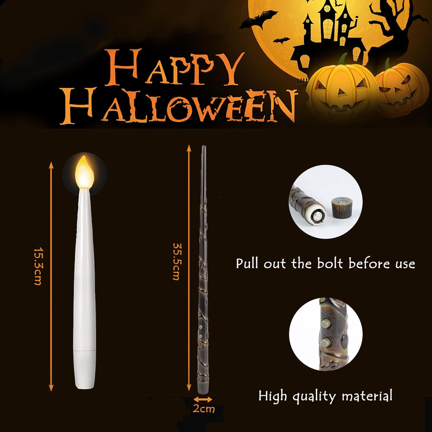 Halloween Decorations - 10Pcs Floating Candles With Wand Magic Hanging Candles Flickering Warm Light Led Flameless Candles With Remote, Christmas Lights For Window Home Bedroom Birthday Party Decor