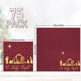 75 Pack Christmas Jesus Napkins Holy Night Nativity Disposable Paper Napkins 6.5In Jesus Joy To The World Gold Foil Lunch Napkin For Xmas Holiday Party Supplies Dinner Table Decor