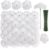 108Pcs White Roses Head Flowers With Stem - Artificial Flowers Rose Bulk - Silk Rose Fake Flower For Wedding Bouquet Party Home Decor Diy Baby Shower Centerpieces Tables Decoration