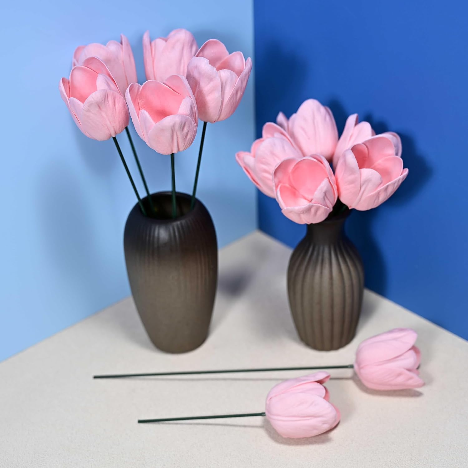 12Pcs Warm Pink Flowers Pu Real Touch Flowers Wedding Bouquets Artificial Flowers For Decoration Diy Floral Gifts Cake Topper Home Office Table Decor Farmhouse Table Centerpiece Decorations