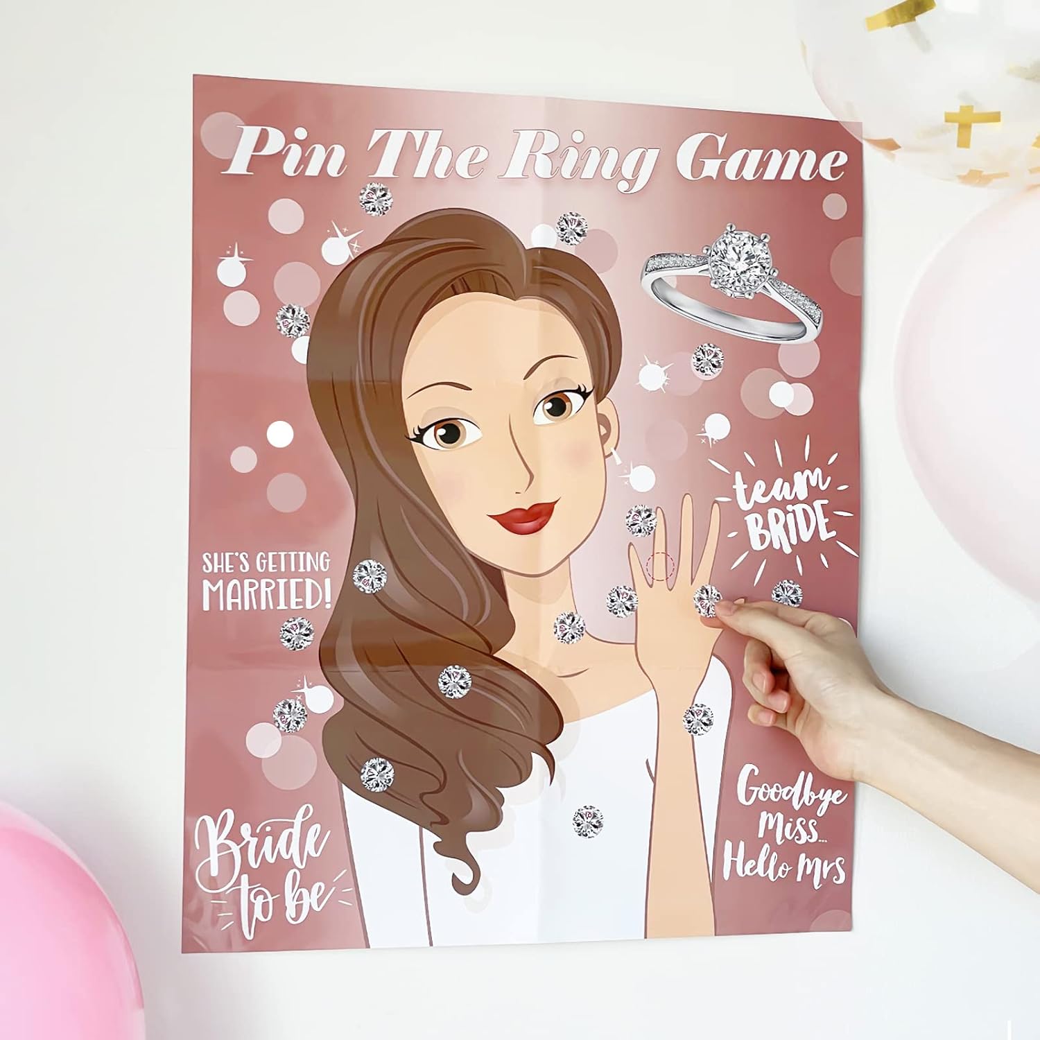 Pin The Ring On The Bride Game, 40 Guests Bridal Shower Bachelorette Party Decorations Games