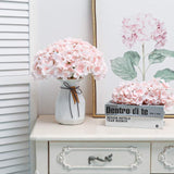 Fake Pink Hydrangea Artificial Flowers - Faux Silk Hydrangeas Flowers Heads With Stems Real Touch For Home Wedding Party Table Decor(Pink,Pack Of 10)