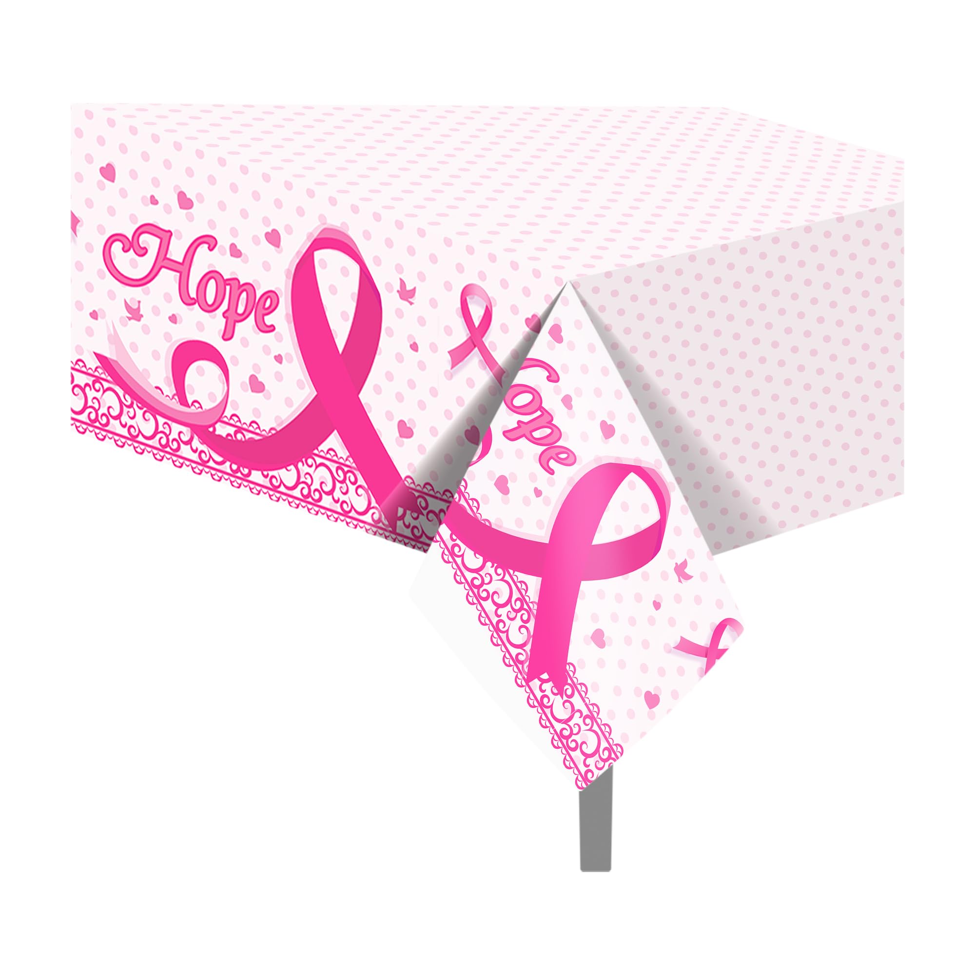 2 Pcs Breast Cancer Awareness Party Tablecloth Breast Cancer Pennant Table Covers Pink Ribbon Tablecloths Rectangular Plastic Table Covers, Disposable Pink Ribbon Tablecloth for Breasts Cancers Day
