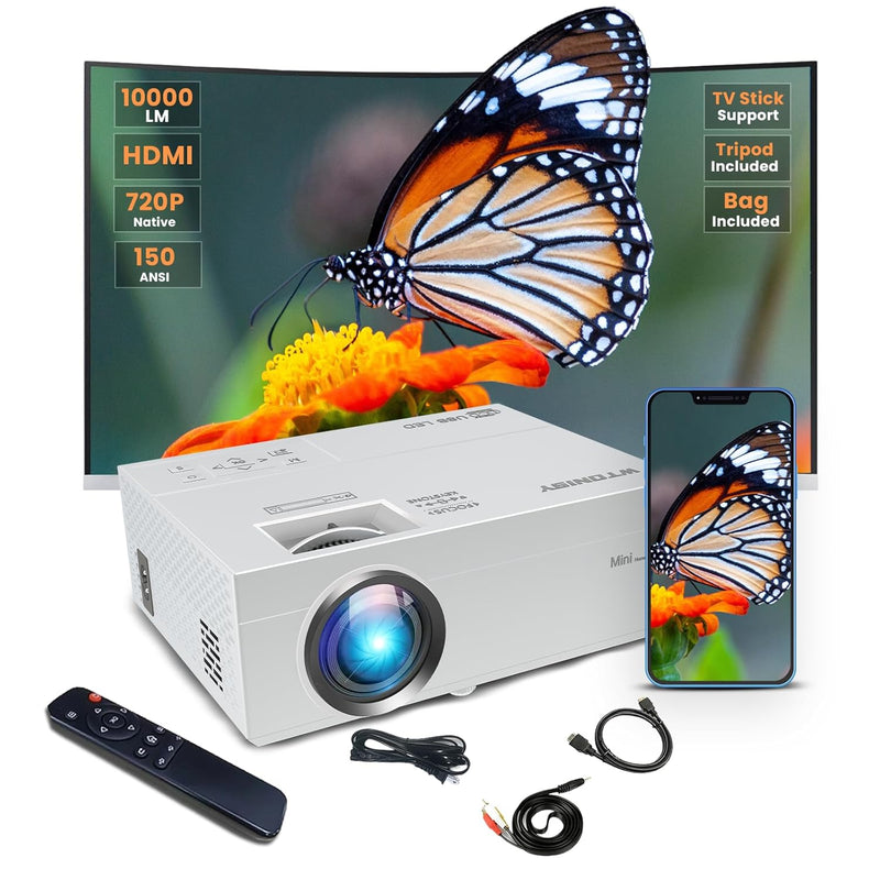 Mini Projector,720P Native Home Video Projector,1080P Supported Film Projector