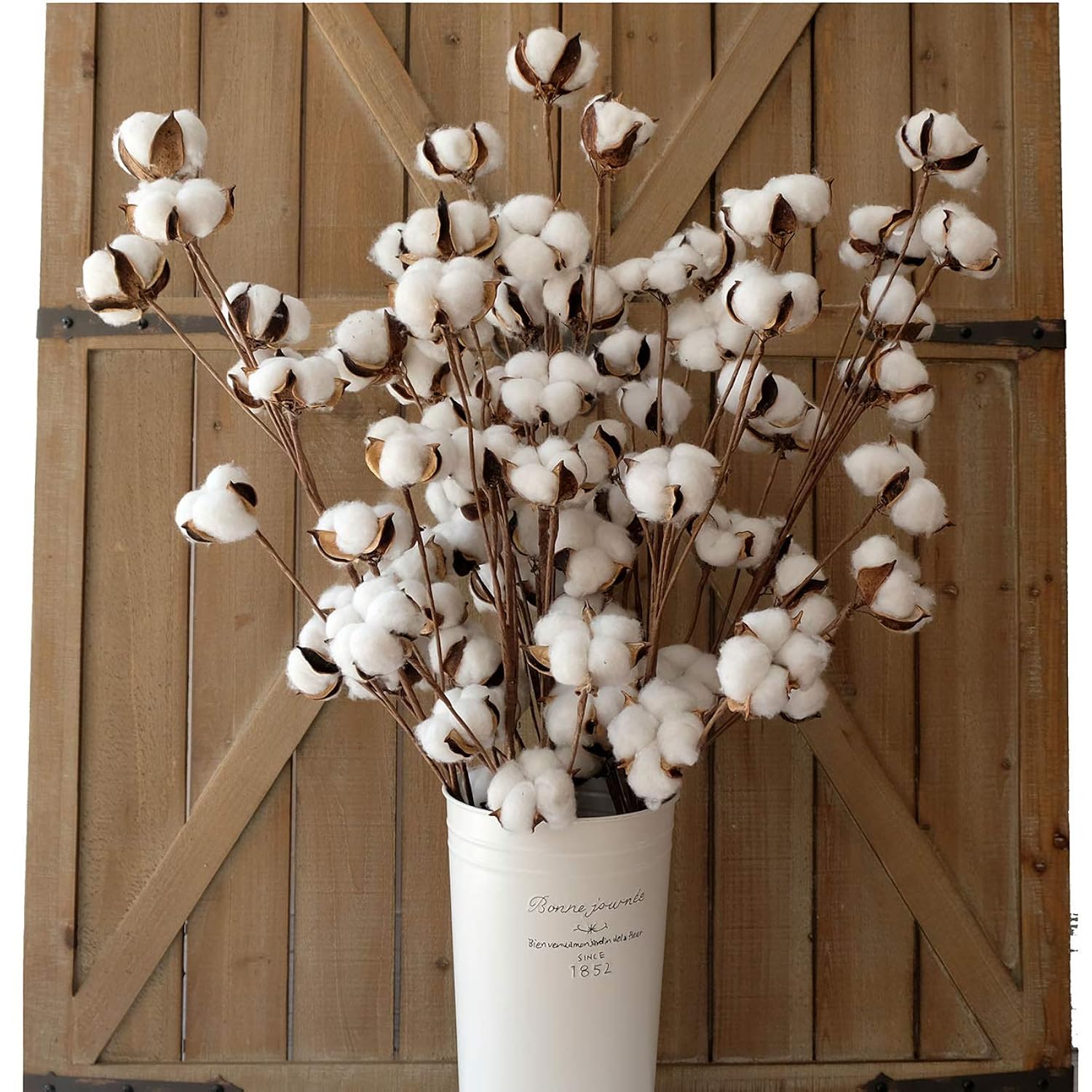 Cotton Stems Decor Branches, Cotton Flowers Plants For Decorations, Dried Flowers For Vase, 6 Pcs-31 Inches Tall - 12 Bolls Per Stem