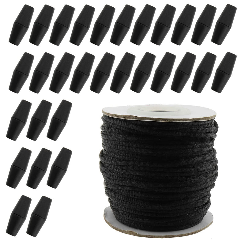 30 Set Plastic Barrel Connectors With 35M 2Mm Nylon Braided String Cords For N