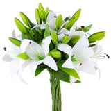 8 Pcs Artificial Tiger Lily Real Touch Easter Lily Fake Spring Flowers For Wedding Home Party Easter Decoration Plastic Cemetery Faux Flowers (White, 8)