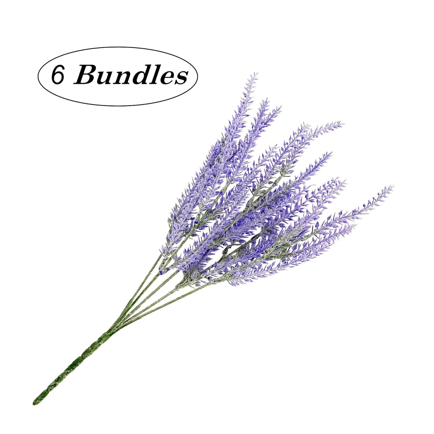 6 Bundles Artificial Lavender Stems, Purple Faux Flowers, 15-Inch Decorative Floral Spray Faux Flower Bouquet