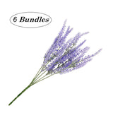 6 Bundles Artificial Lavender Stems, Purple Faux Flowers, 15-Inch Decorative Floral Spray Faux Flower Bouquet