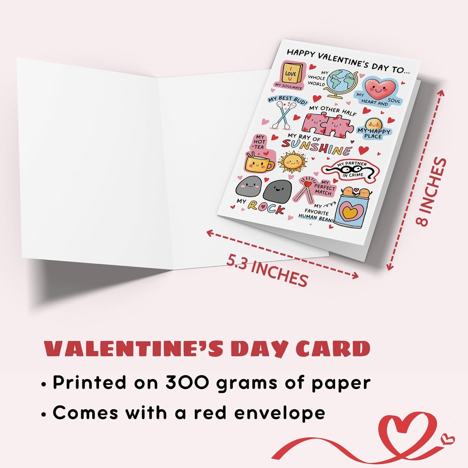 Valentines Gifts For Him, Boyfriend, Bf, Husband, Men - Funny Valentines Card For Him - Anniversary, Birthday Gifts For Him - Single 5.3''X 8'' Romantic Love Folded Card With Red Envelope