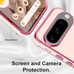 Pixel 9/9 Pro Case, Pink, Plating Edge, Love Heart, Shockproof, Soft TPU