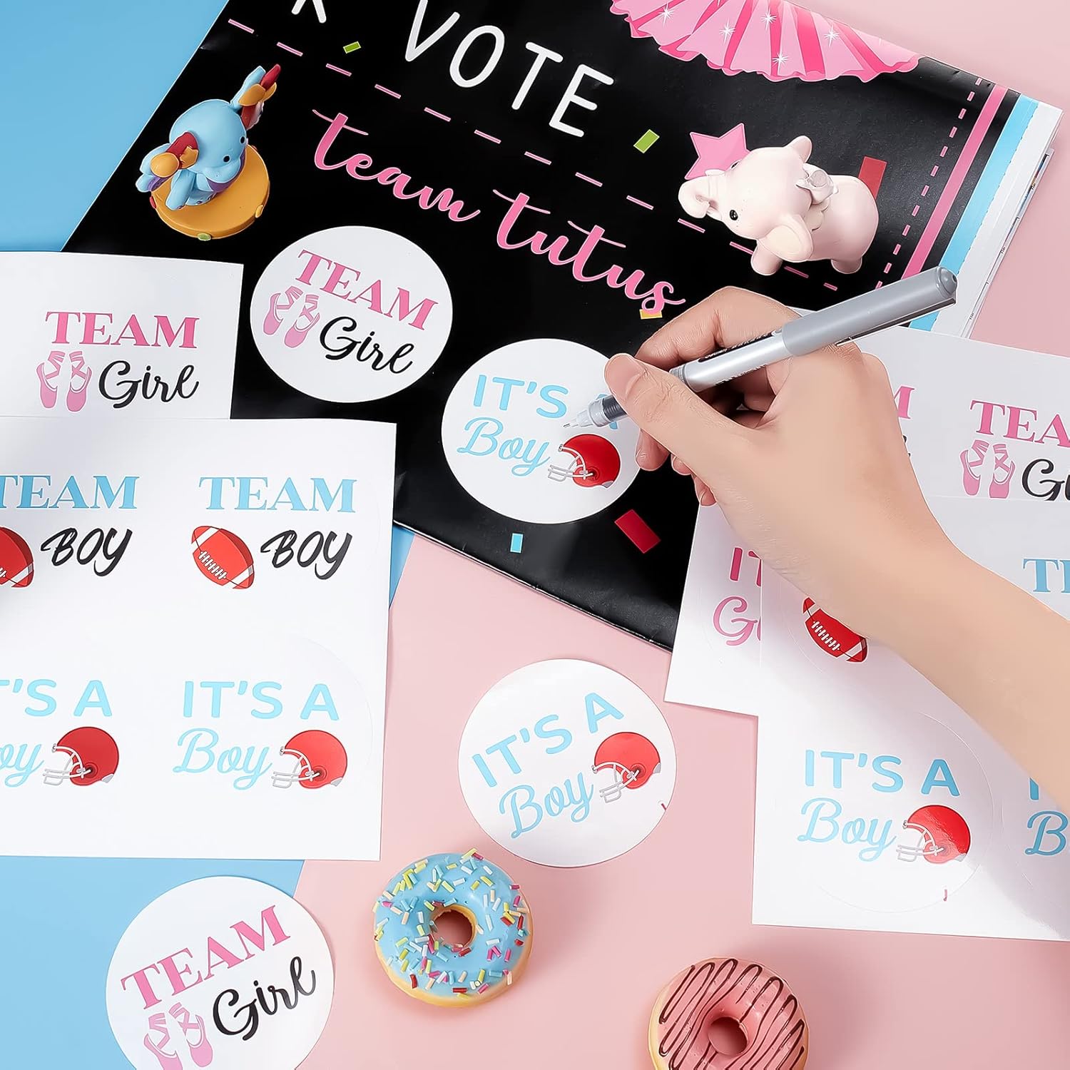 Touchdowns Or Tutus Gender Reveal Poster Sign Party Supplies Decorations Boy Or Girl With 72 Pcs Gender Reveal Stickers For Summer Baby Shower Gender Reveal Decorations (Touchdowns Or Tutus)
