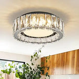 11 Inch Black Crystal LED Ceiling Light 5CCT Dimmable Flush Mount Fixture
